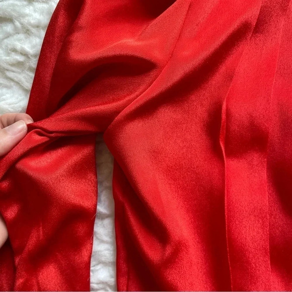 Vtg In The Mood Red Orange Pleated Day Dress - size 8 - Picture 9 of 16